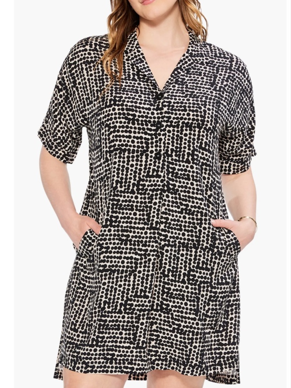 NIC+ZOE Daydream Dot A-line shirtdress Size Large